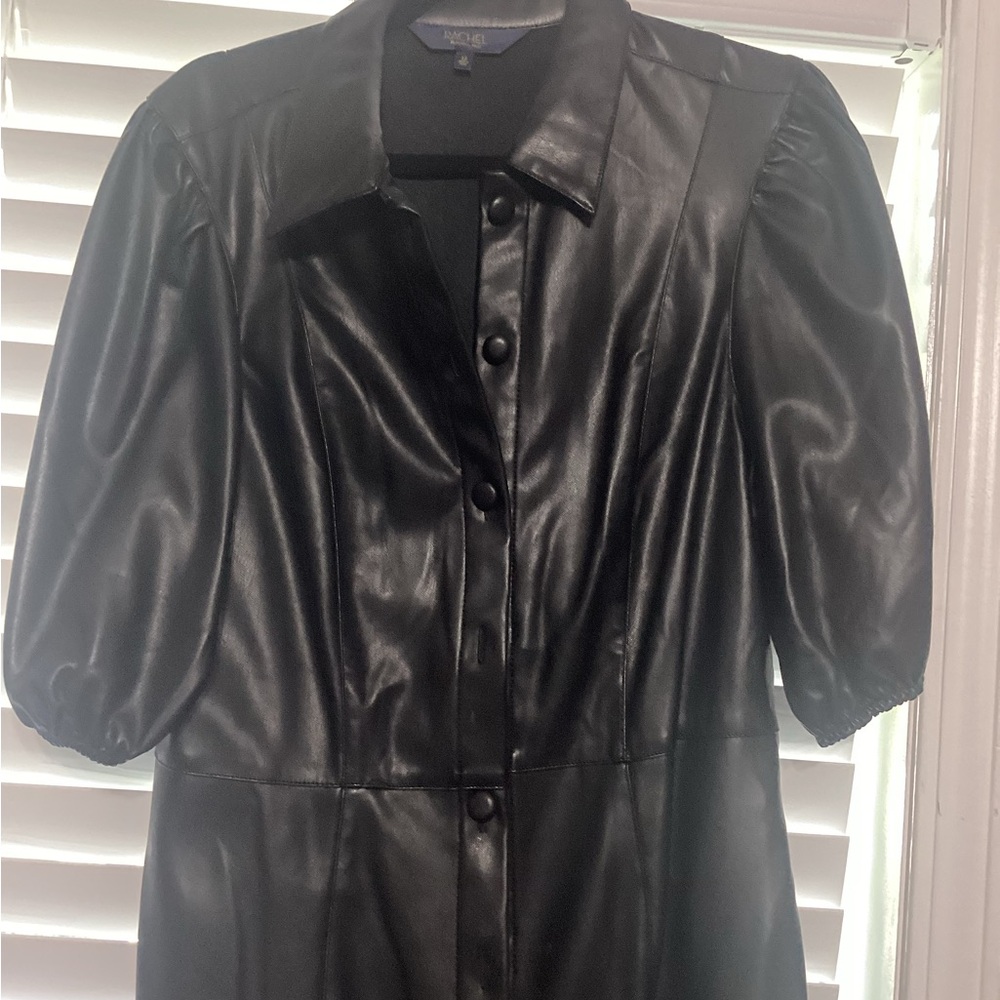 RACHEL Rachel Roy Black Leather Coat